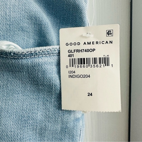 Good American Jeans Good Leg Flare Light Blue Indigo Plus High Waisted 24 New - Picture 5 of 8